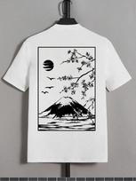 Tokyo Sakura Mount Fuji Business Card T Shirt Men Fashion Tee Clothing Cotton Summer Casual Tops Hip Hop Loose Cotton T-Shirt S smėlis
