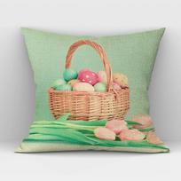 Easter Egg Print Cushion Cover Happy Easter Decorative Pillowcase Linen Bunny Throw Pillow Cover for Sofa Home Decor 450mm*450mm
