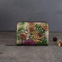 Card Bag Women's Vintage Embosed Coin Purse Mini Large Capacity Multi-card Slot balta/pilka