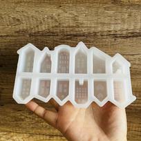 3D skandinaviško stiliaus mažo namelio silikoninė forma 12-skylių namelio žvakių formos mini nameliai gipsui betonui cementui forma aromatinio muilo formos
