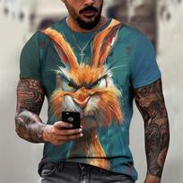 Angry Animal Pattern T Shirt Men's Gorilla Pig 3D Printed Tees Fashion Casual Short Sleeve Round Neck Oversized Street T-Shirts L