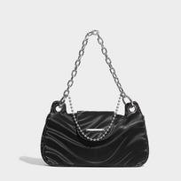 Women's armpit messenger bag original design black and silver high-end chain legal shoulder bag gray