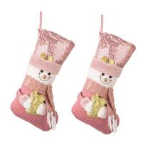 Soft Pink Sequins Christmas Stocking European Pink Shimmering Christmas Stocking Soft Stocking For Tree Decors