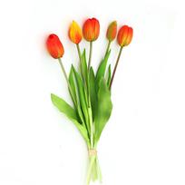 5 Pcs Soft Rubber Artificial  Tulip Bouquet Colorful Hand Tie Fake Flowers Decoration For Living Room Dining Table Wedding Party saulėlydis