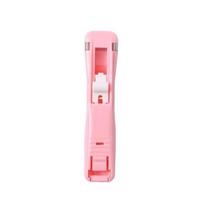 Push Clip Stapler Strong Binding Not Harm Paper Anti-slip Binder Clips Paper Fixing Stapler Office Supplies rožinė