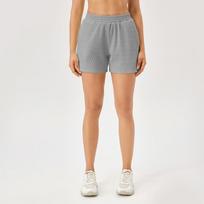 New Women'S Printed Nude Yoga Shorts With Pockets Skin Friendly Tight Fitting Elastic Quick Drying Sports And Fitness Shorts S pilka spalva