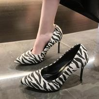 Sandsandde Cebra De Tacón Alto De Las Mujeres, Zapatos Grandes Apuntados Con Una Boca Poco Profunda, Para La Fiesta Y La Fiesta, 35