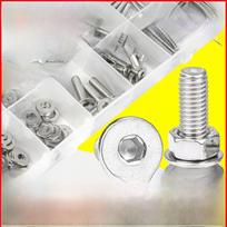 304 Stainless Steel Countersunk Hex Socket Screw Set with Flat Washers & Nuts 282PCS