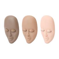 3PCS Eyelash Mannequin Head Removable Replaced Eyelids Eyelash Practice Head Model for Beauty beige