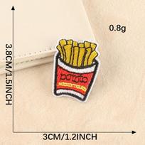 Embroidery label food burger fries embroidery sticker patch sticker clothing accessories shoe logo cloth label cloth sticker D3L-B-3-10 beige