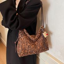 Retro Leopard Print Tote Bag Women'S Autumn Fashionable Simple Large-Capacity Shoulder Bag Commuter Women'S Bag juoda