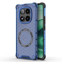 For Xiaomi Redmi Note 14 Pro Plus Magnetic Ring Back Cover Phone Case Magsafe Ring Wireless Charge Lens Protect Shockproof Cover CHINA&For Redmi Note 14 mėlyna