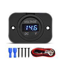 Skaitmeninis įtampos matuoklis DC 12-24V vandeniui atsparus apvalus matuoklis automobilio voltmetras su LED skaitmeniniu ekrano skydeliu, skirtas automobilių motociklų valčiai RV raudona