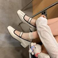 Shoes White Sneakers Casual Woman Fashion  Scandals PU Low Rubber Rome Leisure Solid Basic Square heel Flat Back Strap Toe 35