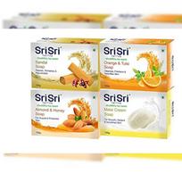 Sri Sri Tattva Almond & Honey Soap, Malai Cream Soap, Sandal Soap,Orange & Tulasi Soap Combo| Each 100 g