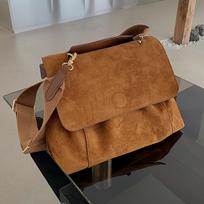Women's Retro Brown Flannel Messenger Bag – Large Capacity, All-Season Trendy Shoulder Bag for Autumn/Winter 2024 ruda