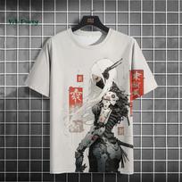 Japanese Men's T-Shirt 3D Cyber Mechanical Pattern Short Sleeve T-Shirt Oversized Harajuku Top Summer Men's Street Casual Tshirt S