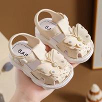 Girls' Non-Slip Soft Sole Summer Sandals - Infant to Little Girl Princess Beach Shoes Size 20 fits approx. 12.5cm foot chaki