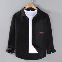 Men's Spring Loose Cotton Casual Cardigan Shirt - Japanese Retro Trendy Style XL juoda