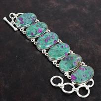Ruby fuchsite bracelet handmade gemstone jewelry 925 sterling silver bracelet adjustable chain bracelet birthstone bracelet engagement gifts Adjustable