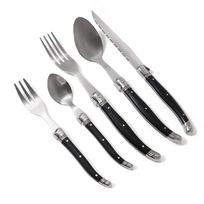 Jaswehome 5pcs Sliverware Set Stainless Steel Steak Knife Sharp Blade Tableware Set Food Spoon Fork Kitchen Tools