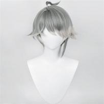 Genshin Impact Cosplay Sumeru Al haitham Cosplay Wig Dark Gray Short Straight Heat Resistant Hair Game Role Play Wigs + Wig Cap One Size gray