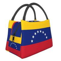 Custom Flag Of Venezuela Lunch Bags Women Cooler Thermal Insulated Lunch Boxes for Work Pinic or Travel Fruit Fresh Storage Bag 28x17x16CM smėlis