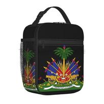 Haiti Flag Print Insulated Lunch Bag Reusable Portable Waterproof Thermal Oxford Lunch Bento Tote for Work School Picnic Travel 26x21x11CM juoda