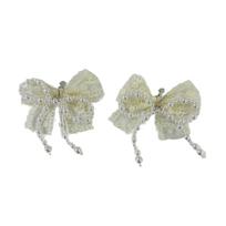 Elegantiška perlinė kaspinėlio batų dekoracija, krepšio pakabukas, nėrinių kaspinėliai, batų sagties ornamentas papuošalų gamybai, raktų pakabuko aksesuaras 1 gray