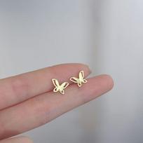 1Pair Minimalist Silver Needles Ear Studs Tulip Little Cherry Small Love Heart Earrings Women Butterfly Piercing Earring Gifts white