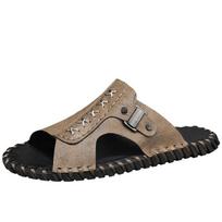38-48 New Summer Men Sandals Slippers for Men Genuine Leather Beach Shoes Casual Shoes Boy Slippers Outdoor Hand Designer Luxury 42 chaki