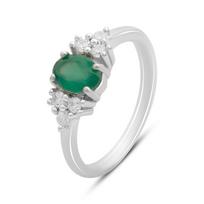 Sidabrinis žiedas su natūraliu agatu 1,035 ct, gaminio svoris 2,69 g (2171171) 18 smaragdas