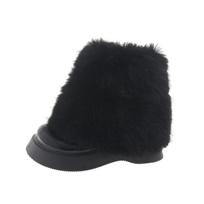 Women Fluffy Faux Fur Warm Wool Ankle Boots Winter Plush Cotton Padded Shoes Female Thick Soles Waterproof Non Slip Casual Boots 35 juoda