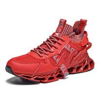 Blade tide shoes large size fashion outer wear men's blade outsole sports shoes flying woven breathable running trendy men's shoes 39 raudona