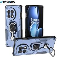 KEYSION Shockproof Case for OnePlus 13R 5G Soft Silicone+PC Upright Metal Ring Stand Phone Back Cover for OnePlus 1+Ace 5 Pro 5G for OnePlus 13R mėlyna