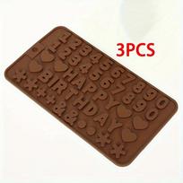 WTEMPO 3PCS Coffee English Letters Silicone Mini Fondant Molds Creative DIY Digital Chocolate Cake Decoration Molds 3pcs
