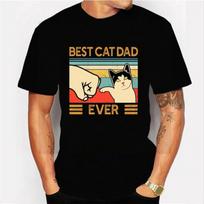 Funny Best Cat Dad Ever T-shirt Summer Short Sleeve Tees Mens Casual Cotton Shirts M juoda