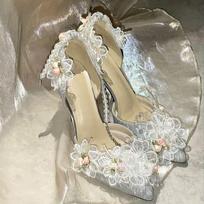 Wizard of Oz high heels female 2024 new design sense niche main wedding dress fairy wind hollow crystal wedding shoes 34
