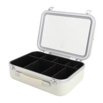 Makeup Bag with LED Mirror USB Rechargeable 3 Colors Dimmable Cosmetic Case with Light Up Mirror