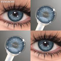 FUNSACHY 1 pair Fashion Makeup Beauty Contacts Lenses Soft Yearly Blue Green Contacts Eyes Color Lenses Colored Soft Lens Pupils