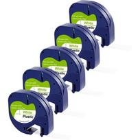 Pack of 5 White Labels compatible Dymo LetraTag - Plastic Tape 91201 12mm x 4m Phonillico®