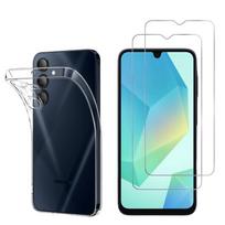Case for Samsung Galaxy A16 4G / A16 5G and 2 Tempered Glass Screen Protector Film Phonillico® skaidri