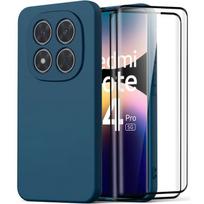 Case for Xiaomi Redmi Note 14 Pro 5G - Navy Blue Silicone + 2 Tempered Glass - EFConnection®