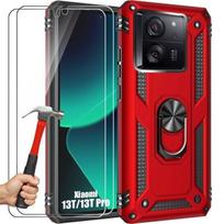 Case - Xiaomi - 13T/13T Pro - Red - 360° Support - Tempered Glass Included