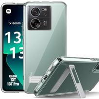 Coque - E.F.CONNECTION - pour Xiaomi 13T/13T Pro - Silicone transparent - Support intégré - Absorption des chocs