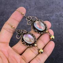 Mystic Pink Topaz Handmade Copper Wire Wrap Jewelry Earring 3.35  a8a50