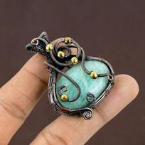 Amazonite Handmade Copper Wire Wrap Gift Jewelry Pendant 2.17  Q2v46