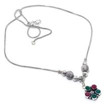 Kashmir Ruby,Emerald(Simulated) Gemstone Handmade Gift Necklace 18  p7a14