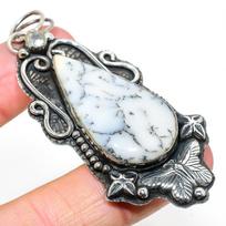 Dendrite Opal, White Topaz 925 Sterling Silver Gift Pendant 2.99  m3R87
