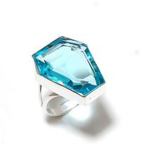 Swiss Blue Topaz Handmade 925 Sterling Silver Jewelry Ring Size 10 F9t60